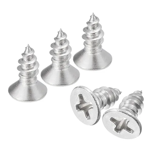 Vista 7 de uxcell Tornillos de chapa metálica de cabeza plana #6x1, 50 tornillos de madera Phillips Drive Tornillos de acero inoxidable 304 Autoperforantes
