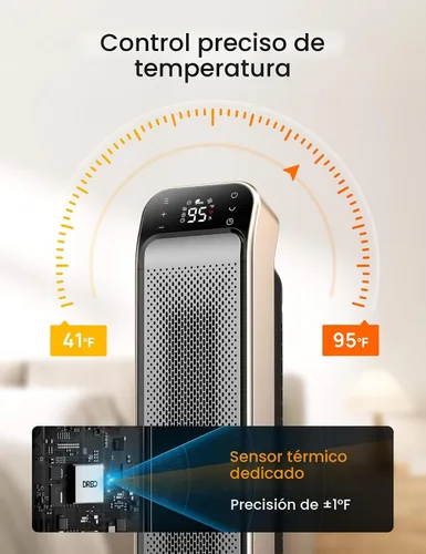 Vista 7 de Dreo Calentador de espacio para interiores, calentador de habitación portátil rápido de 25 pulgadas, 11.5 pies/s con control remoto y termostato, 3
