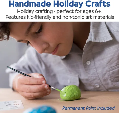 Vista 4 de Creativity for Kids Kit de pintura de rocas para escondidas navideñas Pintura, decora y oculta 10 rocas festivas Kit de manualidades navideñas