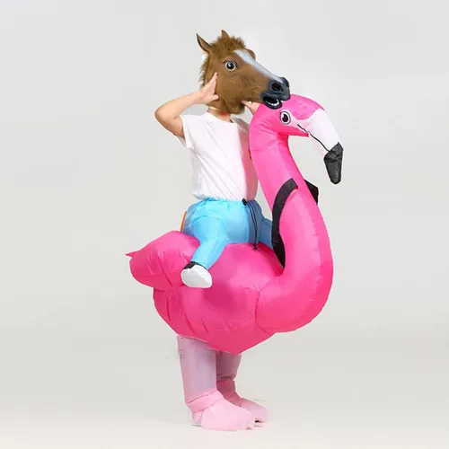 Vista 6 de Disfraces inflables de Halloween de flamenco para cosplay, disfraces inflables para adultos y niños, talla L