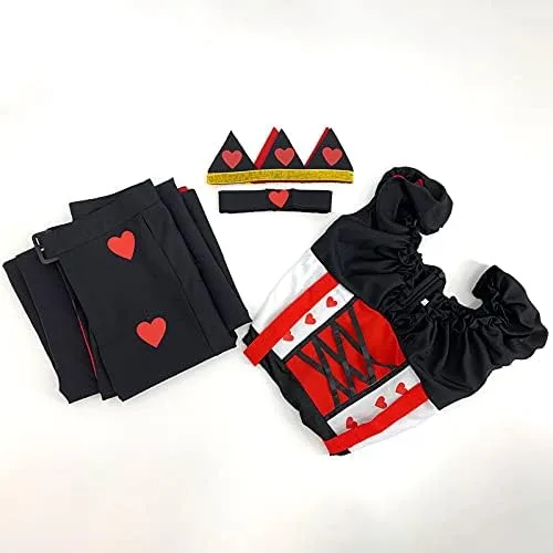 Vista 4 de Disfraz de reina para mujer, disfraz de Halloween del país de las maravillas, corazones rojos reales, carnaval, cosplay para adultos