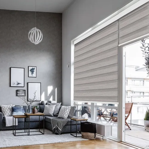 Vista 17 de Persianas Zebra/Persianas Enrollables motorizadas con control remoto (persianas de ventana) con batería recargable. Compatible con hogar