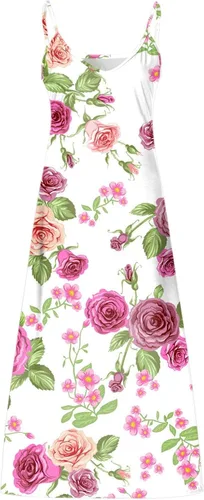 Vista 5 de SMIDOW Maxi vestidos fluidos para mujer, vestido de playa sexy, cuello en V, tirantes delgados, estampado floral, vestido largo 2023 vacaciones