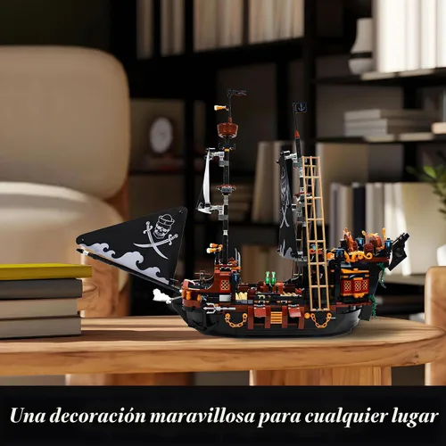 Vista 7 de Kit de bloques de construcción de barco pirata de 1328 piezas, regalo para adolescentes