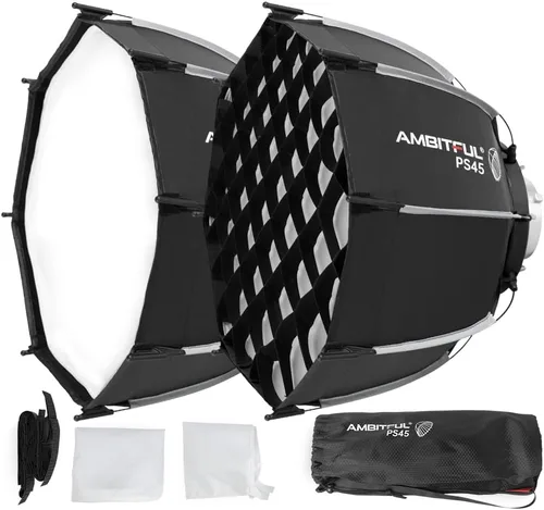 Vista 10 de AMBITFUL Mini Softbox de 11.8"/30cm de Liberación Rápida y Plegable con Montura Bowens y Soporte para Speedlight, Compatible con Luz de Video LED