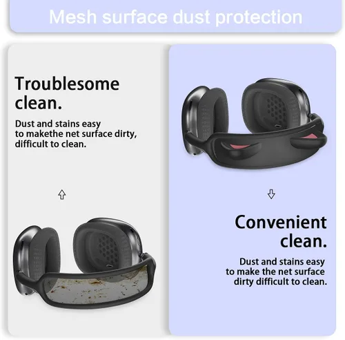 Vista 5 de WQNIDE - Funda para la diadema para AirPods Max, bonito diseño de orejas de gato, protector de diadema de silicona suave, cojín cómodo, protección