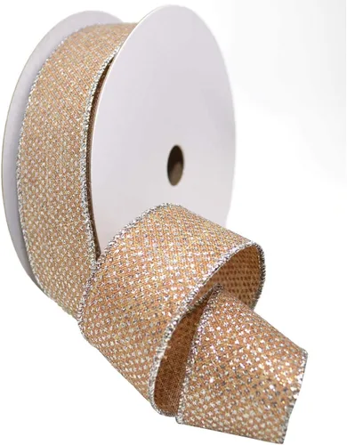 Vista 3 de Morex Ribbon 7614.40/20-815 Aurora, 1-1/2" X 20 yardas, oro/champán
