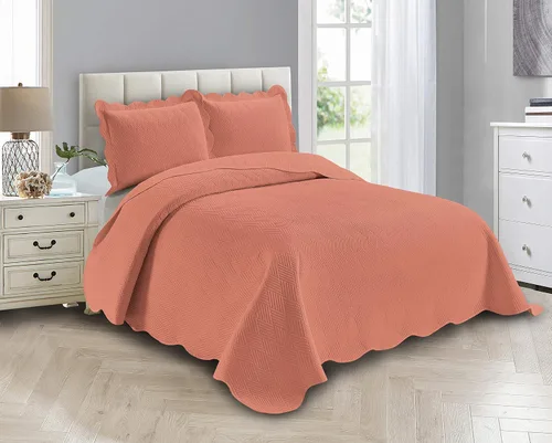 Vista 13 de Linen Plus Juego de Colcha de Lujo de Gran Tamaño con Relieve Color Beige Sólido Full/Queen Cobertor de Cama Nuevo # Ashley