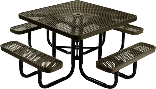 Vista 112 de COATEDOUTDOORFURNITURE Mesa de picnic cuadrada de 46 pulgadas, expandida, color negro