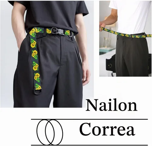 Vista 3 de 1.5 pulgadas Correa de nailon con patrón, correas de cinturón de nailon, correas para bolso, correas para mochila, cinturón de nailon