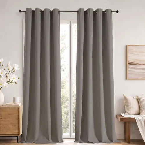 Vista 41 de Simplebrand Cortinas blancas puras de 96 pulgadas de largo para oscurecer la habitación, juego de 2 paneles para dormitorio/sala de estar, bloqueo