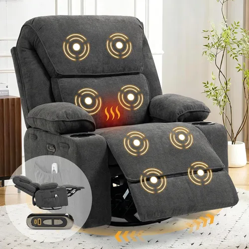 Vista 10 de Silla reclinable eléctrica con balanceo, giratorio y planeador para Gris claro