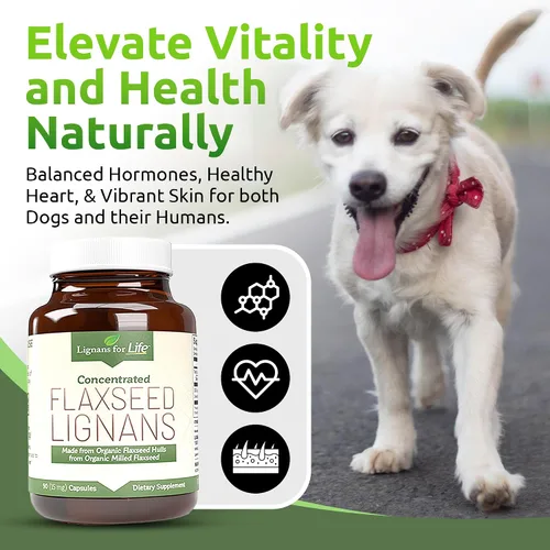 Vista 4 de Lignans For Life Linaza Lignans para perros y personas – Suplemento orgánico de linaza para apoyo hormonal, 15 mg 90 cápsulas, semillas de lino