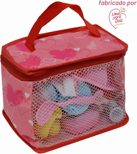 Vista 7 de The New York Doll Collection Juego de accesorios de alimentación y cuidado de muñecas en estuche de transporte con cremallera