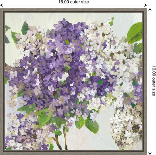 Vista 4 de Amanti Art Lienzo enmarcado para pared, 16 x 16 pulgadas, hortensia de verano morado II de Asia Jensen, lienzo enmarcado para pared, obras de arte