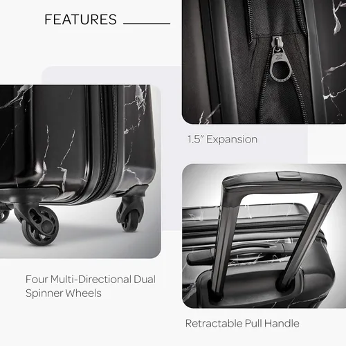 Vista 4 de AMERICAN TOURISTER Moonlight Hardside - Equipaje expandible con ruedas giratorias, Mármol negro), 92507-D773