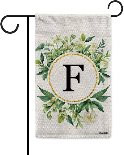 Vista 21 de Monogram Initial Letter P House Flag Flower Wreath Simple Style Letter Flag 28x40 Inch Vertical Double Sided for Outdoor Yard Decor