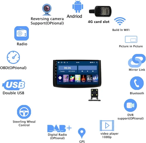 Vista 3 de Android 10.0 Double Din 9 Inch Car Stereo Audio 1080P Touchscreen in-Dash GPS Navigation Head Unit WiFi/Bluetooth/FM Radio for Chevrolet Epica