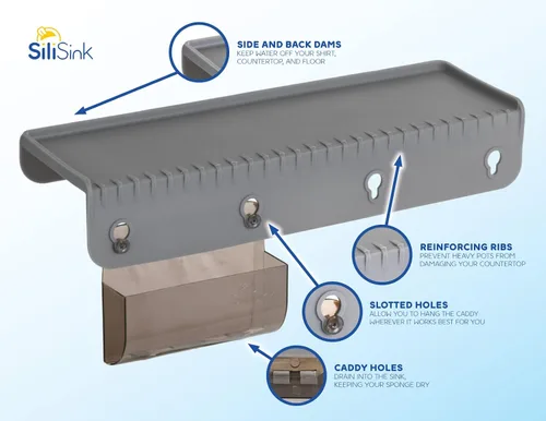 Vista 4 de SiliSink - Protector de borde de silicona para fregadero de cocina, se adapta a 3.75 a 4 pulgadas de ancho, el protector de bordes de silicona
