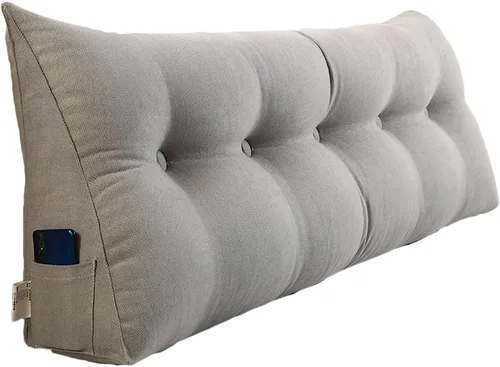 Vista 9 de Cojín de cama de lectura Queen – Almohada triangular de cuña para cabecero, soporte de posicionamiento trasero, relleno extra y funda extraíble