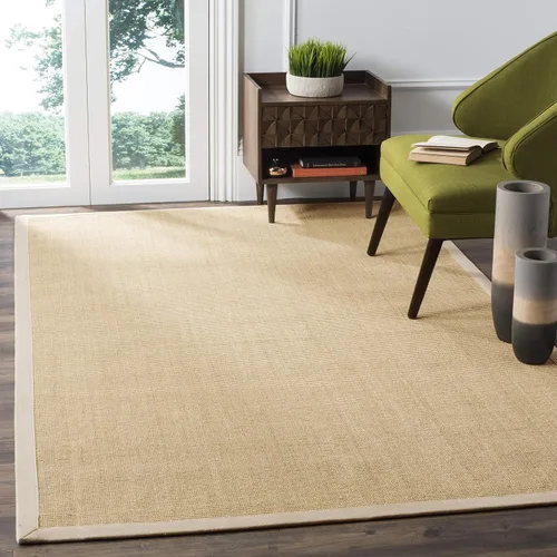 Vista 17 de Alfombra de sisal Safavieh, de color maíz y negro, tejida a mano, de la colección de fibras naturales; 5 x 8 pulgadas, NF441A, Tela, Gris / Gris
