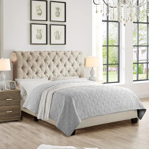 Vista 9 de Rosevera Rosina - Base de cama con cabecera ajustable, con cabecera ajustable, con cabecera enrollable de 32 pulgadas, fácil montaje, tamaño King