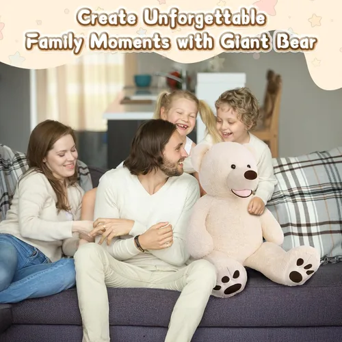 Vista 2 de MorisMos Oso de Peluche Gigante, Oso de 39 Pulgadas, Animales de Peluche Grandes con Huellas Grandes, Osos de Peluche de Regalo para Niños
