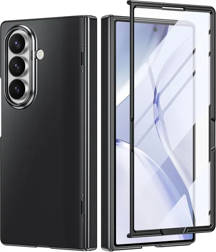 Vista 12 de Btscase Funda para Samsung Galaxy Z Fold 5, protector de pantalla frontal integrado, patrón de mármol dorado con purpurina de policarbonato duro
