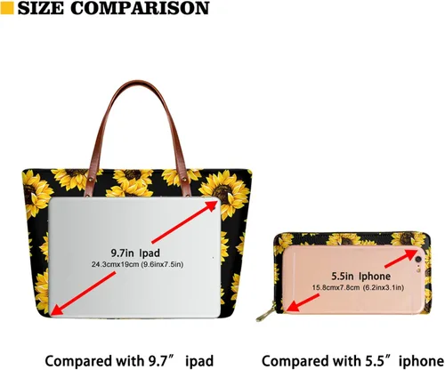 Vista 3 de Coloranimal Bolso de mano con asa superior para mujer, bolso cruzado grande, bolso largo para regalo
