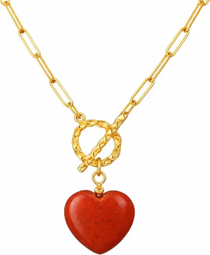 Vista 12 de Gempires Collar de corazón de gemas con cierre frontal para mujer con cadena de clip dorado, joyería con cierre de palanca para mujer, regalo