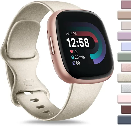Vista 11 de AK Correa deportiva compatible con Fitbit Sense 2, Versa 4, Versa 3, correas clásicas de silicona suave para reloj inteligente, para mujeres