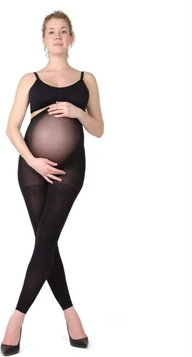 Vista 8 de MeMoi Mallas opacas de maternidad sin pies para mujer con cintura extra grande