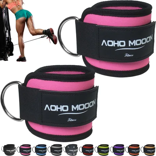 Vista 11 de AOHO MOOON Ankle Strap (2 Pieces) for Cable Machine Women - Gym Workout Leg Strap, Premium Padding Ankle Cuffs, Glute Kickback Exercises Equipment