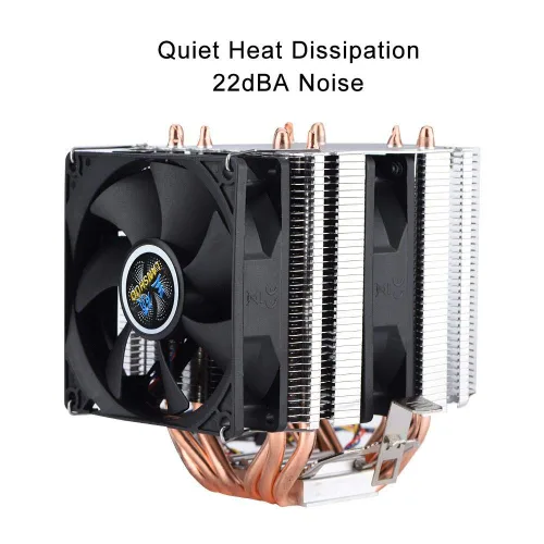 Vista 5 de Enfriador silencioso de CPU 800-2200 revoluciones/minuto CPU Cooler 6 Heatpipe disipación de calor adecuado para AMD, Intel 775, 1150, 1151, 1155