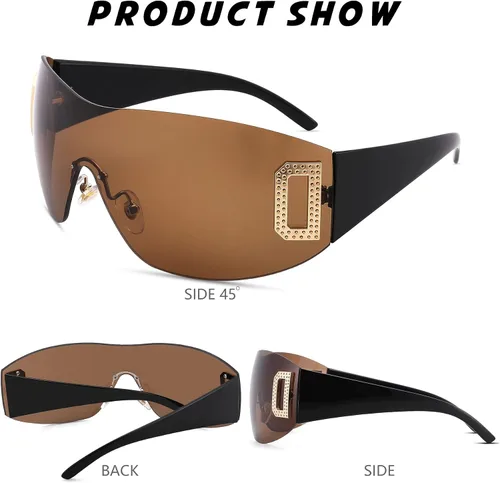 Vista 3 de gentlemaker Trendy Rimless Y2K Sunglasses for Women Men,Wrap Around Stylish Shield Frameless Sunglasses