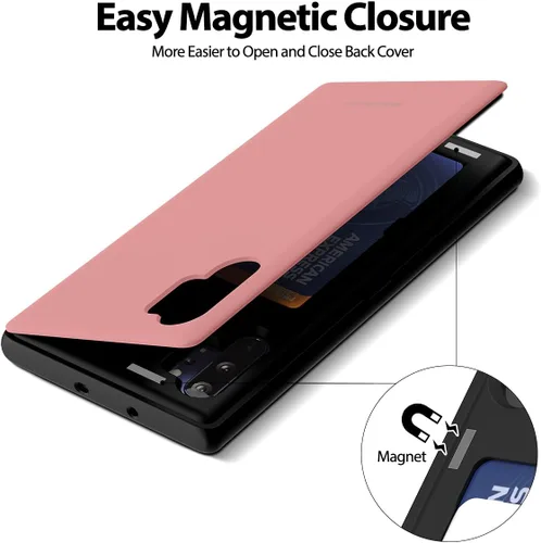 Vista 4 de GOOSPERY Parachoques magnético para puerta compatible con Galaxy Note 10 Plus, funda tipo billetera con tarjetero, cierre automático por iman fácil