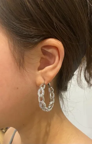 Vista 6 de Gemini Women's Jewelry Gold Plated Hoop Pierced Earring for Women Valentine's Day Gifts Gm039Rg 4cm