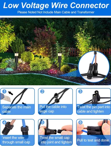 Vista 6 de Luces de Sendero Paisajístico de Bajo Voltaje de 5W con Conectores 12V Iluminación Paisajística Exterior Luces LED de Poste de Sendero Cableadas