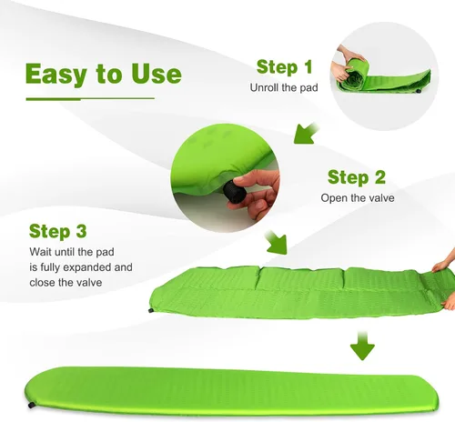 Vista 6 de Giantex Colchoneta de dormir para camping, alfombrilla autoinflable con esponja, colchón de aire impermeable para camping con bolsa de transporte