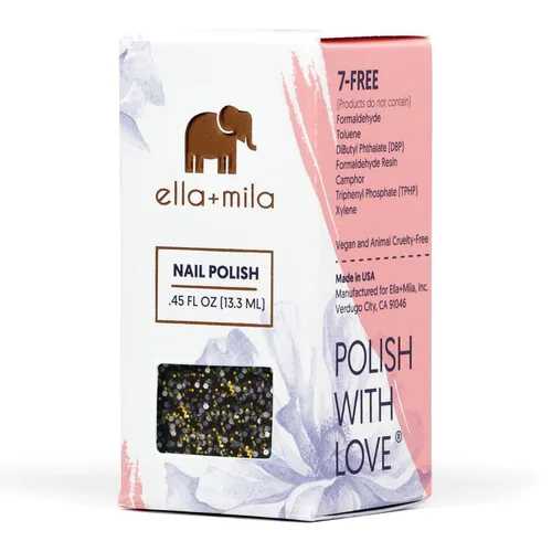 Vista 6 de ella+mila Esmalte de uñas vegano, secado rápido y resistente al astillado traje de noche negro