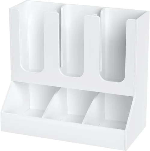 Vista 8 de Richboom Organizador de tazas y tapas, 6 compartimentos con 2 separadores extraíbles, estación de café, dispensador de tazas, organizador de Negro