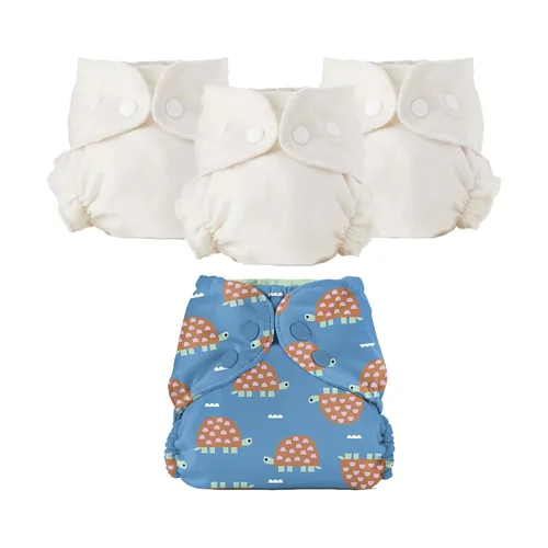 Vista 9 de Set de Paquete de Pañales de Tela Esembly - 3 Forros Internos Absorbentes de Algodón Orgánico y 1 Cubierta de Pañal Exterior Impermeable - Pañales