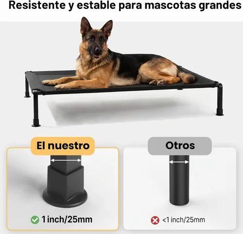 Vista 5 de Veehoo Cama Elevada para Perros de Tamaño Grande con Cojín Reforzado de Felpa Esponjosa, Cama Sofá Ortopédica Lavable para Perros, Catre Elevado