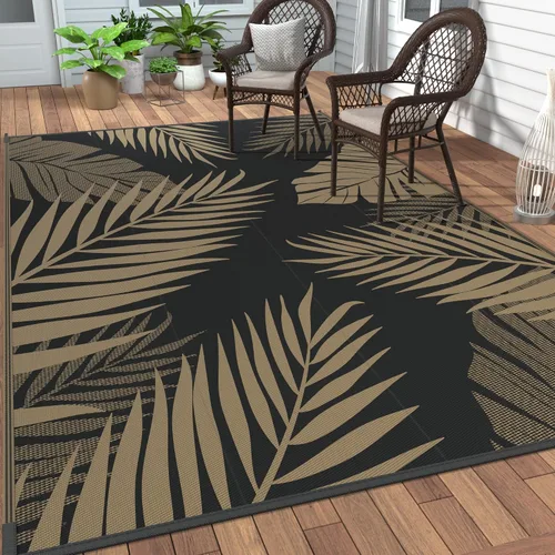 Vista 28 de GENIMO - Alfombra para exteriores de 6 x 9 pies, para patio, espacios amplios, reversible, de pajillas de plástico, alfombra impermeable para Azul