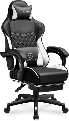 Vista 12 de GTPLAYER Gaming Chair, High Back Leather Computer Gaming Chair with Footrest, Ergonomic Height Adjustable Office Chair with Removable Cover and