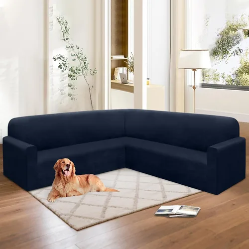Vista 112 de HDCAXKJ Fundas de sofá seccional de esquina de terciopelo elástico en forma de L, juego de fundas deslizantes suaves y gruesas en forma de U
