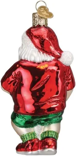 Vista 3 de Old World Christmas - Adorno de Navidad de Santa de Pickleball soplado a mano para árbol de Navidad, decoración festiva artesanal, colección Santa
