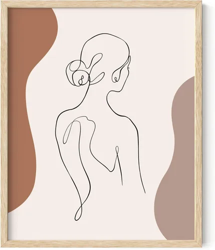 Vista 25 de HAUS AND HUES Arte de pared minimalista - Dibujo moderno de líneas abstractas, impresión de boceto femenino simple, obra de arte para el hogar