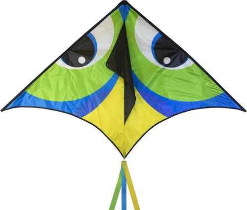 Vista 6 de In the Breeze 3340 - Manu Aurora 72" Delta Kite - Cara grande y colorida de pájaro de cometa voladora fácil