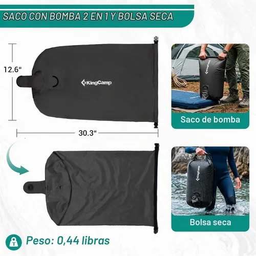 Vista 2 de KingCamp Saco de bomba de aire 70L, compresión superior enrollable, bolsa